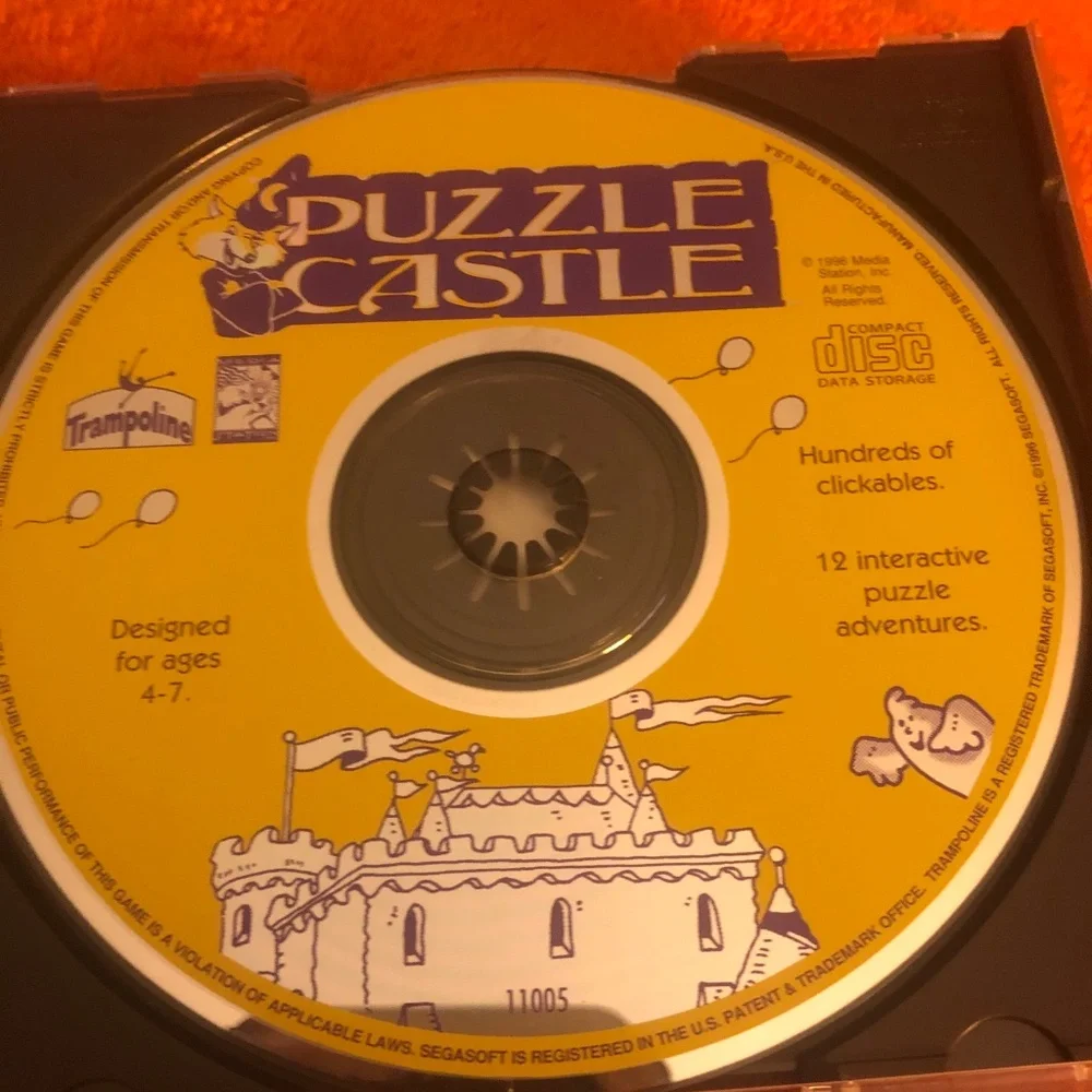 Puzzle Castle PC and MAC CD-ROM Computer Game for Kids 1996 Trampoline Used